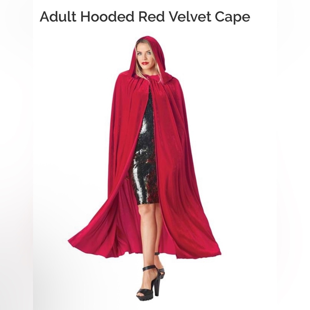 Adult Hooded Red Velvet Cape